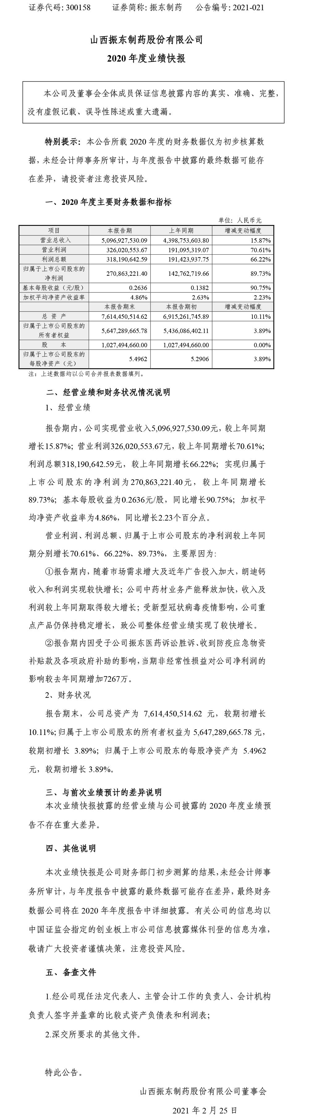 一定发制药,一定发,300158,年度业绩
